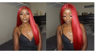 $30 It'S A Wig Deep Part Swiss Lace Wig Vivid Red Alexa- Divatress.Com