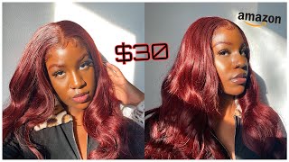 The Perfect Synthetic Burgundy Wig! | Amazon 99J Wig Install (Pre-Colored Wig)