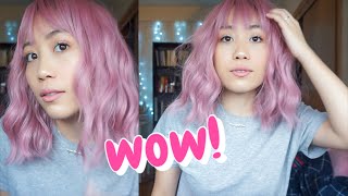 Trying On A Pink Wig From Amazon | Unboxing