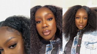 5 Minute Big Curly V Part Wig Install | No Lace No Glue Ft. Unice Hair