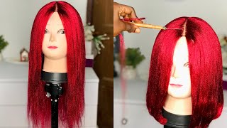 Diy || How To Do Red Crochet Wig ||$2 Kanekalon Braiding Hair