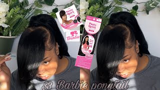 $3 Barbie Bang & Ponytail Tutorial | Fine/Thin Hair Friendly | Baddie On A Budget