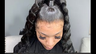 Full Lace Wig Install | Half Up, Half Down Ponytail With Crimps | Hair Nvy |