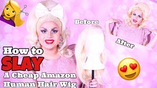 How To Slay A Cheap Human Hair Wig From Amazon | Jaymes Mansfield