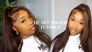 Heart Shaped Side Swoop Tutorial | Half Up Half Down Install W/ A Chocolate Brown Wig | Asteria Hair