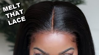 Melt That Lace| Detailed Beginner Friendly Natural Yaki Straight Lace Wig  Ft. Wowafrican