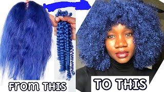 My First Afro Wig Using Straight Braiding Hair | #Evehogban