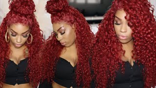 Fnh For The Win! Gls78 Fire Ass $50 Red Curly Lace Front Wig