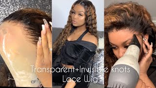 My Best Install!!! Highlights,New Transparent+Invisible Knots Lace Wig Ft. Yolissa Hair|Ari J.
