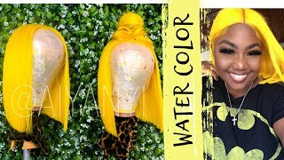 Watercolor Fail!! Yellow Bob || Bilace 613 Transparent Lace  Wig
