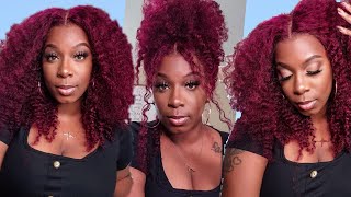 This Wig Is Fire ! | Burgundy 99J Curly Lace Front Wig | Asteria Hair