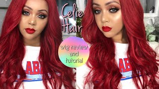 Best Red Wig Ever? Celie Hair Review & Easy Lace Front Wig Tutorial || Fall Hair || Aliexpress Hair