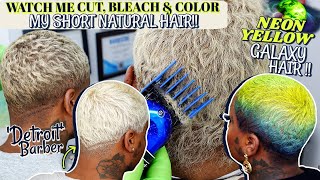 Watch Me Cut, Bleach & Dye My Short Natural Hair!! | Detroit Barber | Laurasia Andrea Blonde