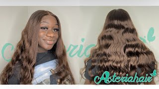 First Time Trying A Chocolate Brown Wig On Chocolate Skin 5X5 Lace Tutorial || Ft Asteria Hair