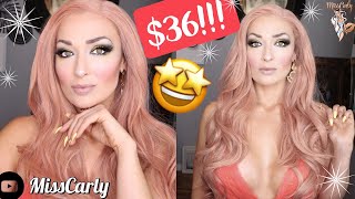 ✨Lace Front Wig Review! K'Ryssma | Pink Orange | Amazon! $36!! A Must Wig For Everyone! Stunnin