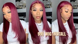 How To Bleach Knots, Pluck, And Install 99J Burgundy Wig | Klaiyi Hair