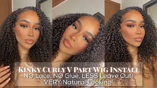 *Best* V Part Wig Install | No Lace, No Glue, Less Leave Out, Very Natural Looking | Unice Wigs