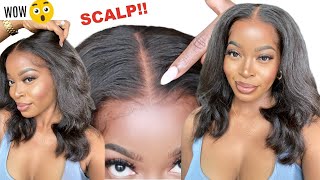 Ditch The Salon‼️ Scalpskin Melt Crystal Lace Like Silk Press + Natural Hair Curly Ft. Genius Wigs