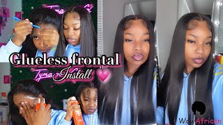Start To Finish Glueless Wig Install | 13X6 20Inch Silky Straight Wig Hd Lace Wowafrican