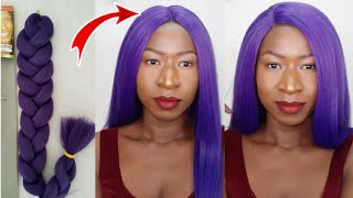 Diy Straight Purple Hair Using Xpression Braiding Hair |Crochet Wig With Braiding Hair|Belle_Graciaz