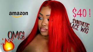 Red Amazon Synthetic Wig $40 | Kryssma Wig Review