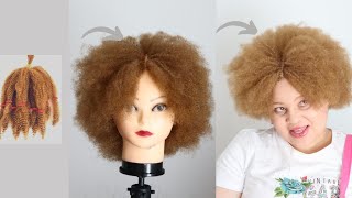 Diy Afro Kinky Crotchet Wig Using Kinky Braiding Hair |Natural Hair Wig Without Closure