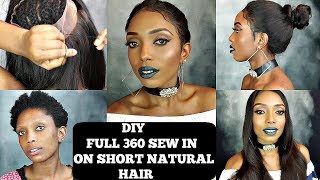 Diy How To Do Full 360 Lace Frontal Sew In On Short Natural Hair Tutorial|My First Wig