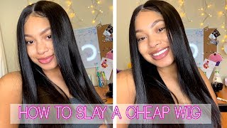 How To Slay A Cheap Synthetic Wig / Beauty Supply Store Wig | Jasmyne Kay