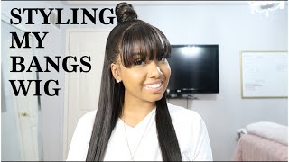Quick & Easy || Sleek Ponytail On Transparent Lace Frontal Wig With Bangs || Ft. Sunber Hair