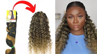 How To Make Curly Ponytail Crochet Wig With Xpression Braiding Hair For Beginners | Diy Ponytail Wig