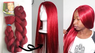 How To : Diy Lace Frontal Wig Using Braiding Hair | Straight Coloured Bundle Wig | Belle_Graciaz
