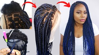 Diy Crochet  Knotless Frontal Braided Wig Using Xpression Braiding Hair | Knotless Box Braided Wig.