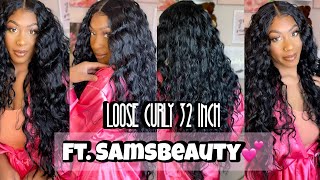 Sensationnel Human Hair Blend Hd Lace Front Wig Butta Lace Loose Curly 32 Inches Ft. Samsbeauty