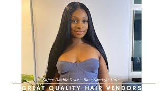 Raw Hair Vendor | Affordable 30In. Super Double Drawn Bone Straight Wig | Cheap Hd Lace Frontal