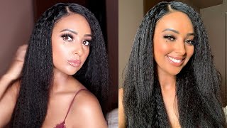 Affordable Kinky Straight Blow Out Natural Hair Lace Front Wig Review & Install! Tinashe Hair