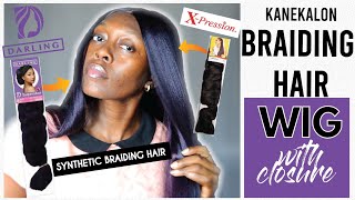 How To: Bone Straight Synthetic Wig With Kanekalon Braiding Hair |Closure Wig 4 By 4 |Fikemi Akinayo