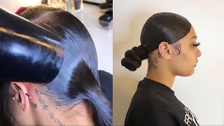 Low Side Swoop Knot Bun | Using Braiding Hair