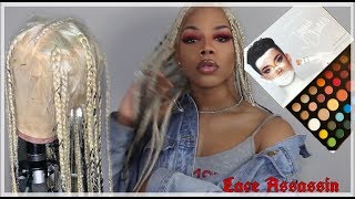 How To: Braided Full Lace Wig + Red Blown Out Eye Look (James Charles Palette)