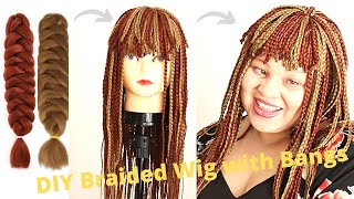 Detailed Diy Braided Wig With Bangs Using Braiding Hair Extension | Mixed Color Braided Wig