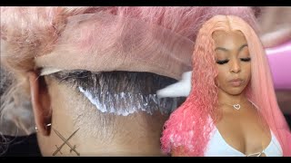 Pink Curly Full Lace Transformation | How To : Neat Flat Part