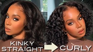 Best Kinky Straight To Curly Wig For Beginners! Clear Lace Front 2 In 1 Wig Atina Hair| Alwaysameera