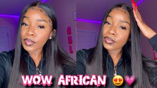 Watch Me Install This Bomb 22Inch Straight Wig  Ft. Wow African| Bold Hold Liquid Gold