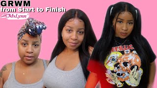 First Time Doing A Full Lace Front Install & A Middle Part Ft. Mslynn Hair