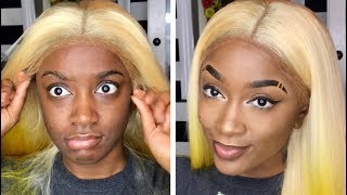 Yellow Lace Wig Install & Make-Up Tutorial!