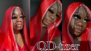 Watch Me Install This Skunk Stripe Pink And Red Synthetic Lace Wig || Ft. Qd- Tizer