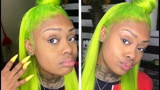 Lime Green Lace Wig On Herr! (Galaxigirlhair.Com)