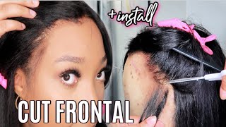 How To Cut A Frontal Wig Into A 6X6 Closure! | Unice Kinky Straight Hair