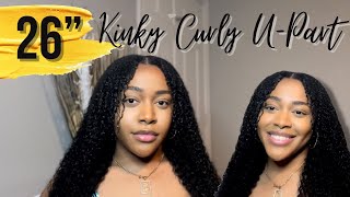 26” Kinky Curly U-Part Wig|| Isee Hair Aliexpress|| Kinky Curly U-Part Blend With 4B Hair *Must Have