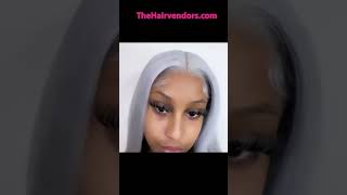 Ash Gray Colored Straight Full Frontal Hd Lace Wigs Hair Bundles With Closure | Thehairvendors.Com