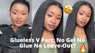 Glueless Kinky Straight V Part  Wig: No Gel No Glue No Leave-Out? | Incolorwig#Shorts